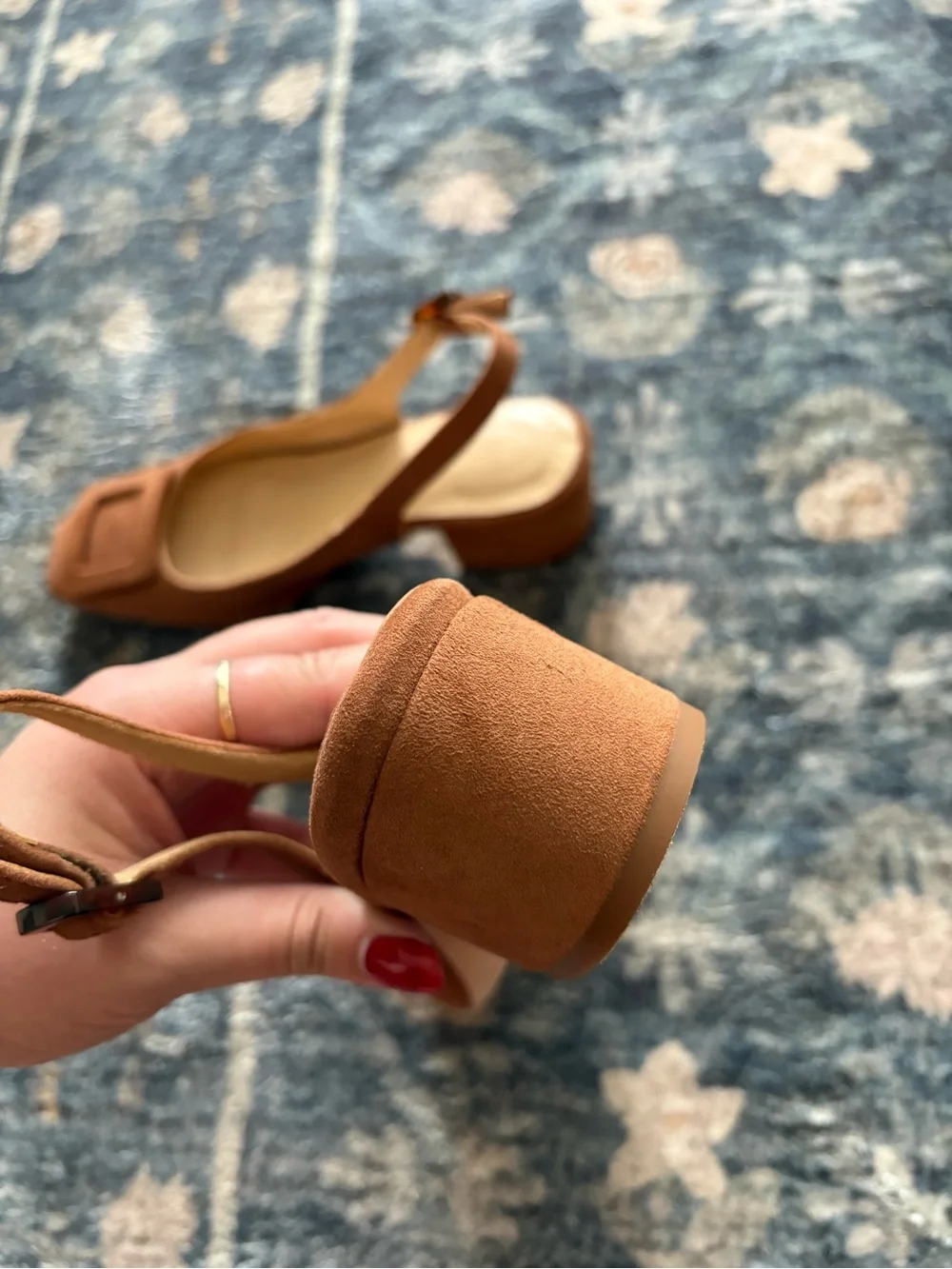 J. McLaughlin Frenchette Suede Slingback Block Heel Pumps Size 6.5